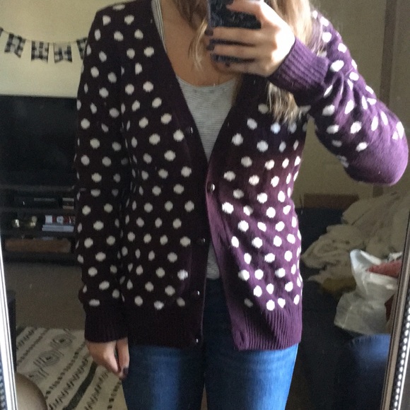 Polka dot purple h&m medium weight cardigan - Picture 4 of 5